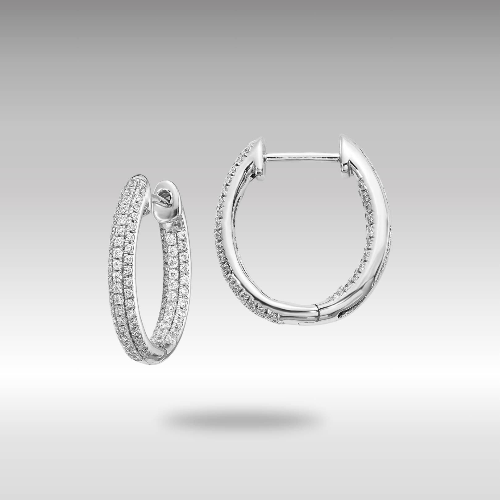 White Gold Diamond In/Out Hinged Hoop Earrings - Model EM5438-062-WA - Charlie & Co. Jewelry