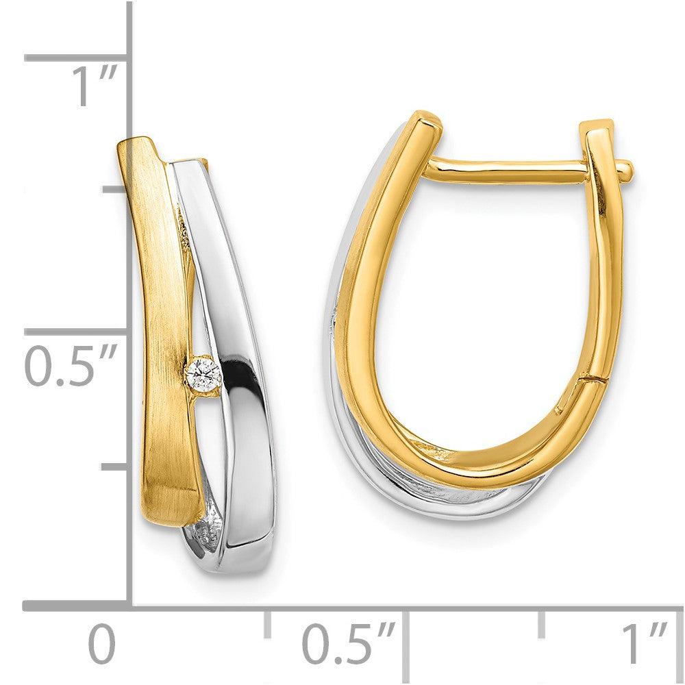 Gold With White Rhodium Diamond Hinged Hoop Earrings - Model EM5443-004-YWA - Charlie & Co. Jewelry