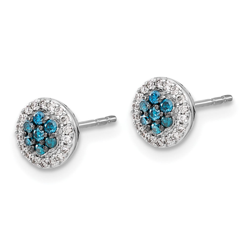 White Gold Blue/White Diamond Cluster Post Earrings - Model EM5461-BD-025-WA - Charlie & Co. Jewelry