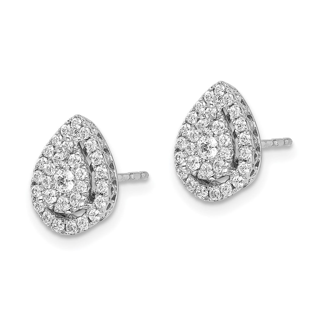 White Gold Teardrop Cluster Diamond Post Earrings - Model EM5465-050-WA - Charlie & Co. Jewelry