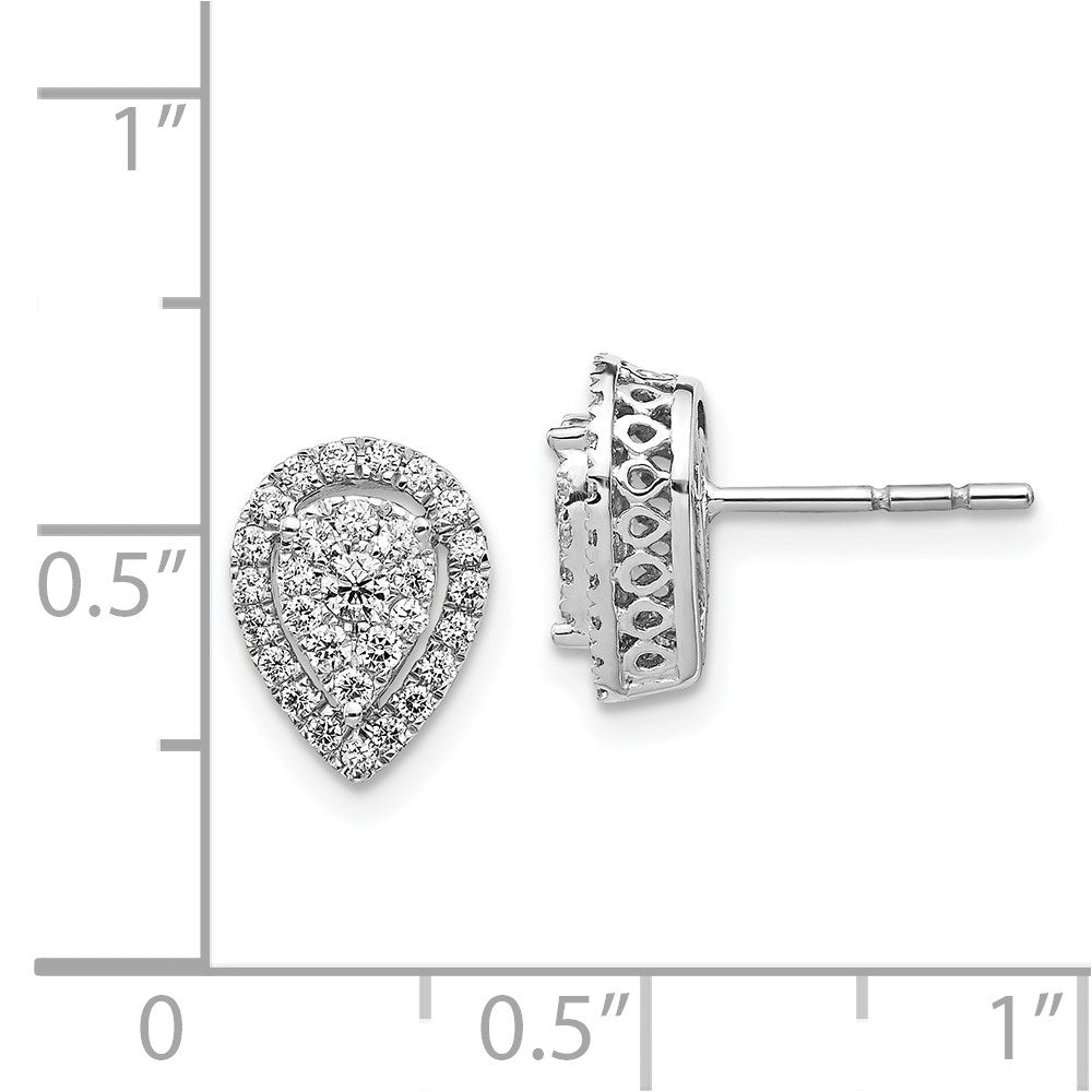 White Gold Teardrop Cluster Diamond Post Earrings - Model EM5465-050-WA - Charlie & Co. Jewelry