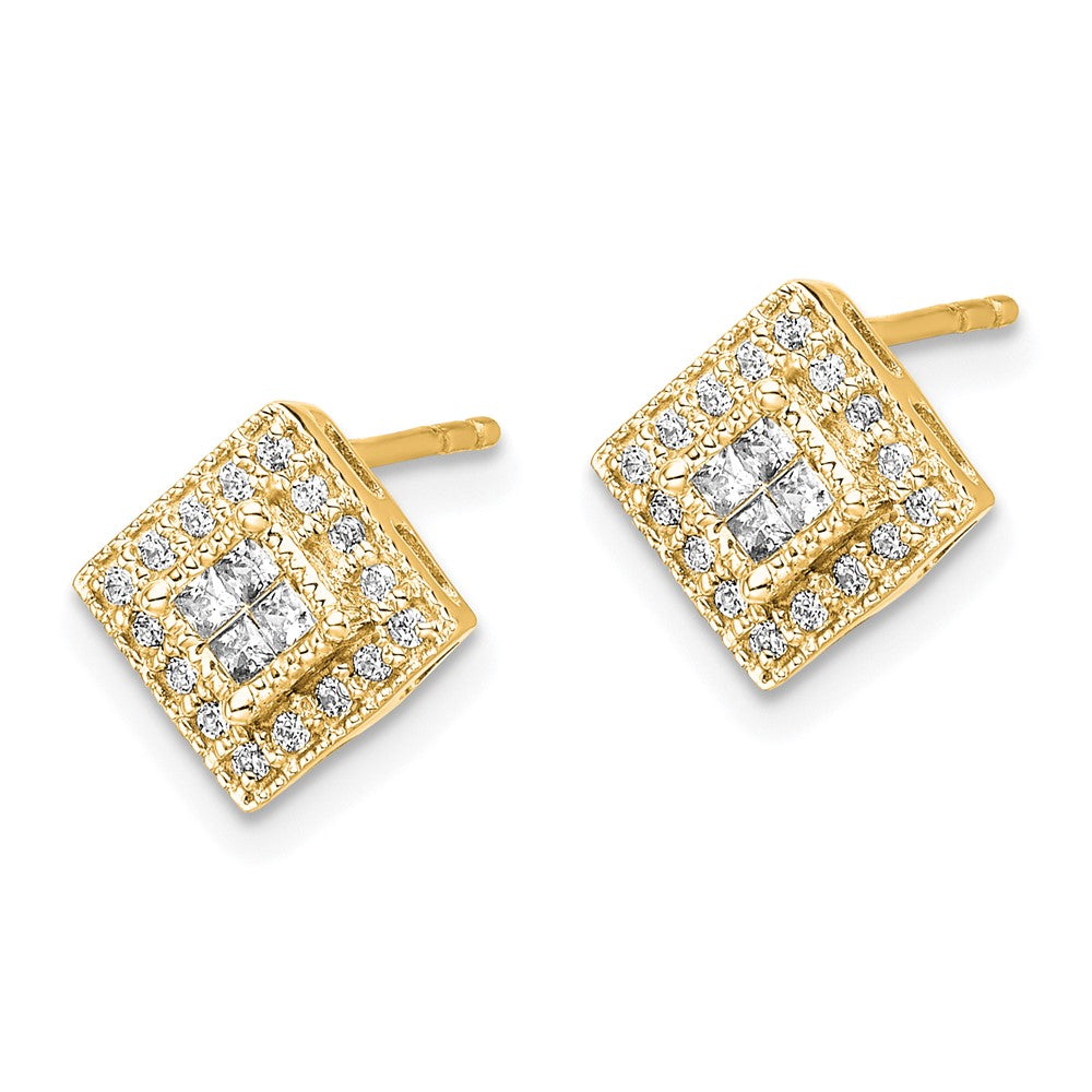 Gold Polished Diamond Post Earrings - Model EM5472-025-YA - Charlie & Co. Jewelry