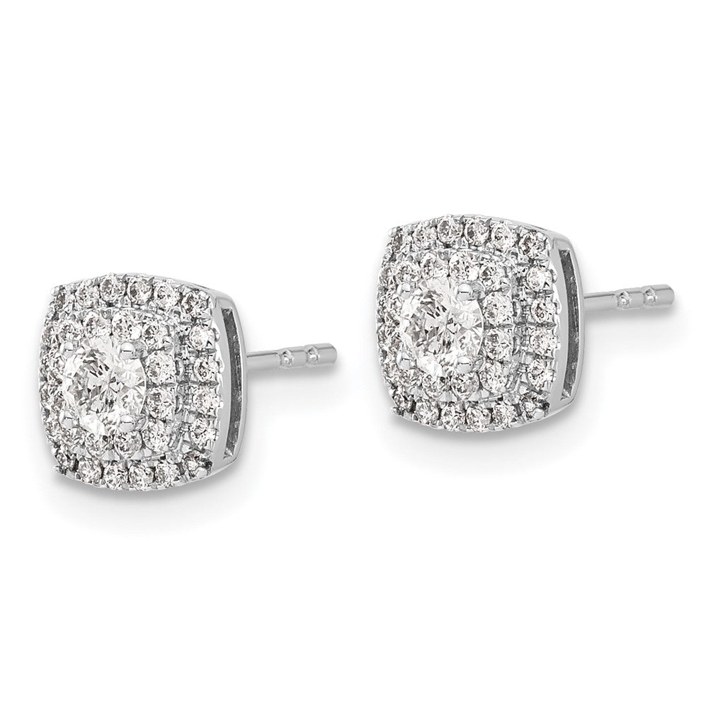 White Gold Diamond Halo Post Earrings - Model EM5474-050-WA - Charlie & Co. Jewelry