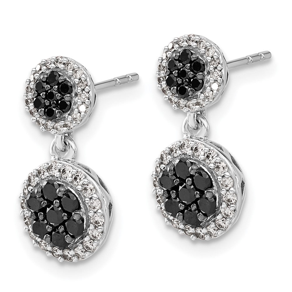 White Gold Black/White Diamond Cluster Dangle Earrings - Model EM5487-075-WA - Charlie & Co. Jewelry