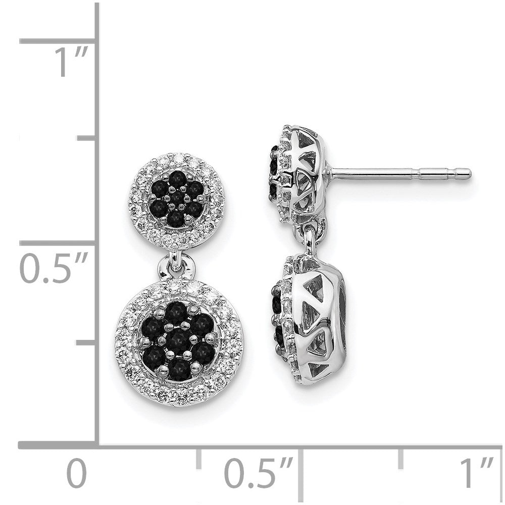 White Gold Black/White Diamond Cluster Dangle Earrings - Model EM5487-075-WA - Charlie & Co. Jewelry