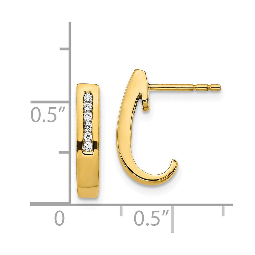 Gold Diamond J-Hoop Post Earrings - Model EM5492-010-YA - Charlie & Co. Jewelry
