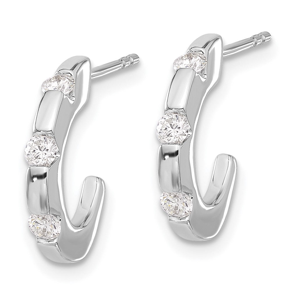 White Gold Diamond J-Hoop Post Earrings - Model EM5494-033-WA - Charlie & Co. Jewelry