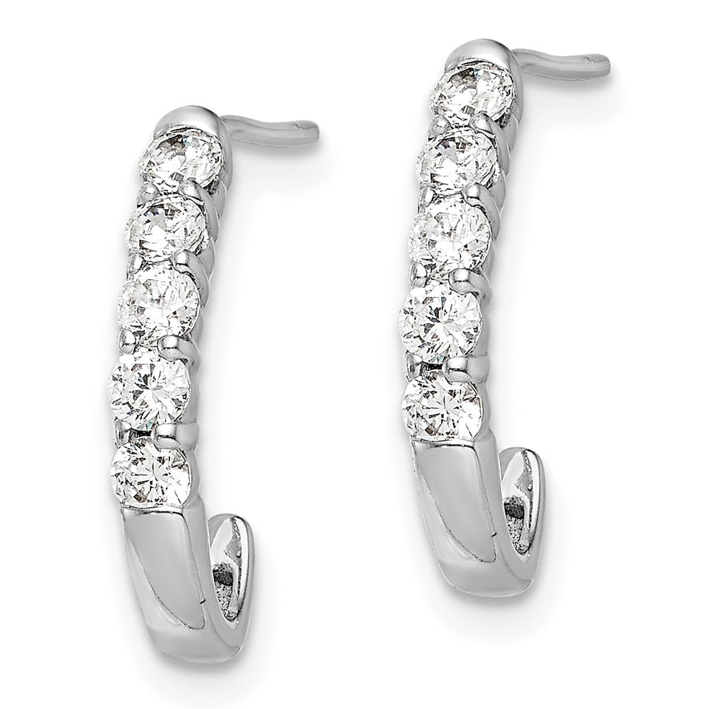 White Gold Diamond J-Hoop Post Earrings - Model EM5495-050-WA - Charlie & Co. Jewelry