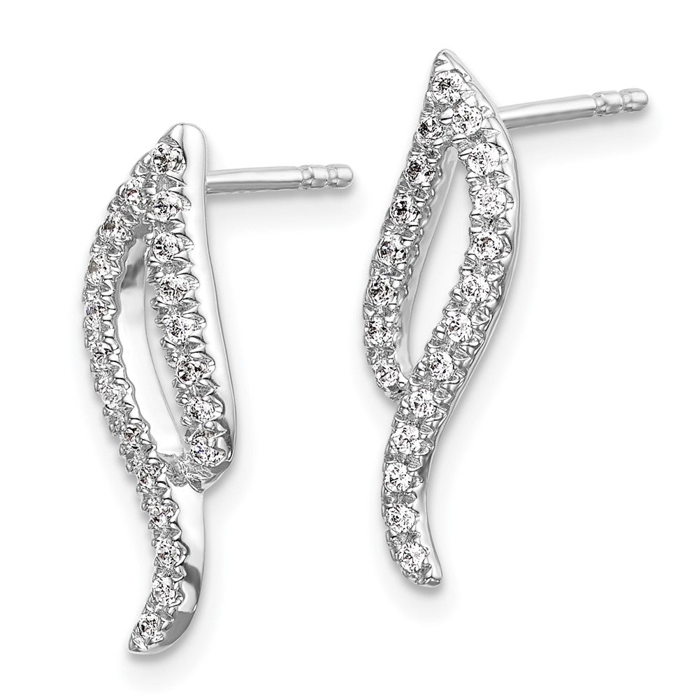 White Gold Diamond Wave Post Earrings - Model EM5499-025-WA - Charlie & Co. Jewelry