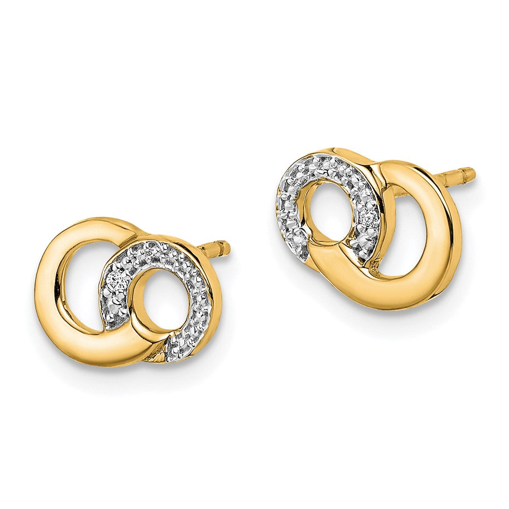 Gold Diamond Circles Post Earrings - Model EM5501-001-YA - Charlie & Co. Jewelry