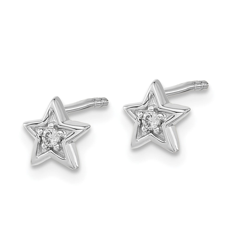 White Gold Diamond Star Post Earrings - Model EM5510-005-WA - Charlie & Co. Jewelry