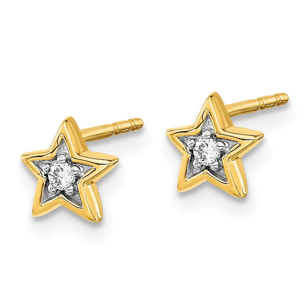 Gold Diamond Star Post Earrings - Model EM5510-005-YA - Charlie & Co. Jewelry