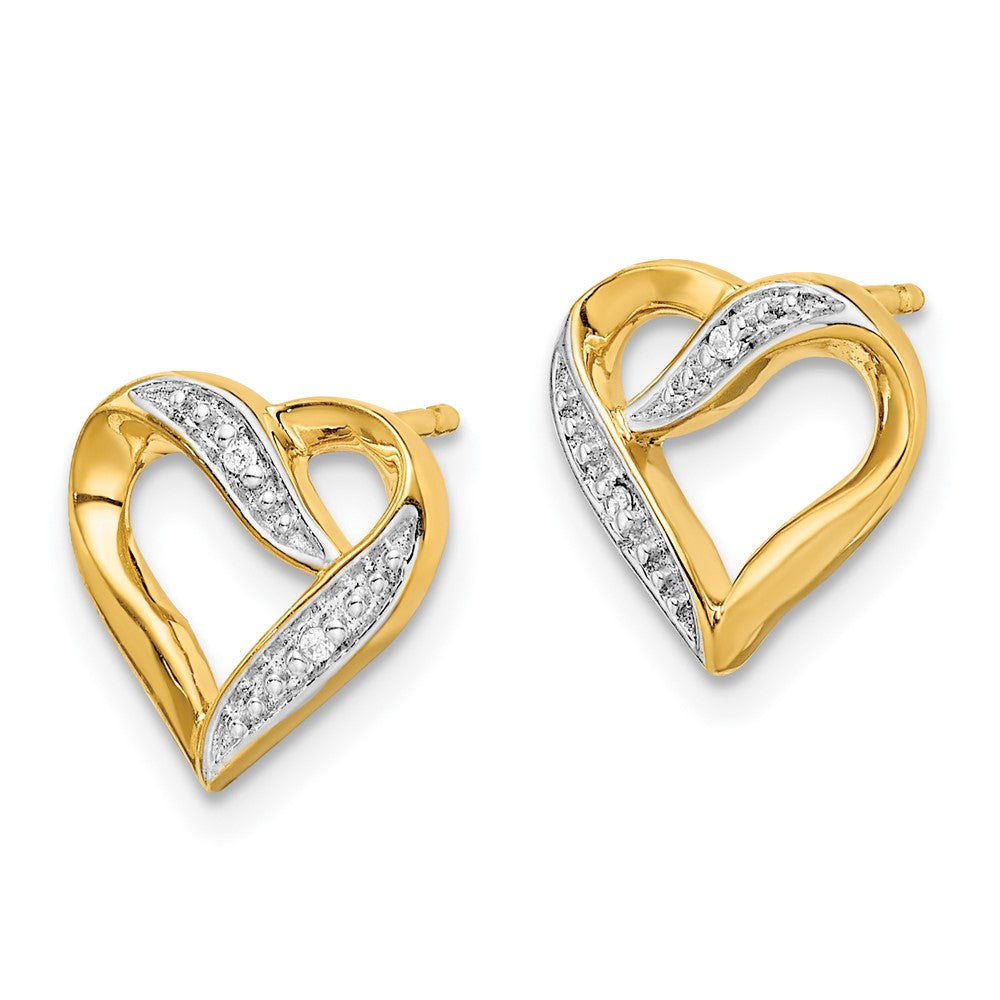 Gold Marquise Diamond Heart Post Earrings - Model EM5519-002-YA - Charlie & Co. Jewelry