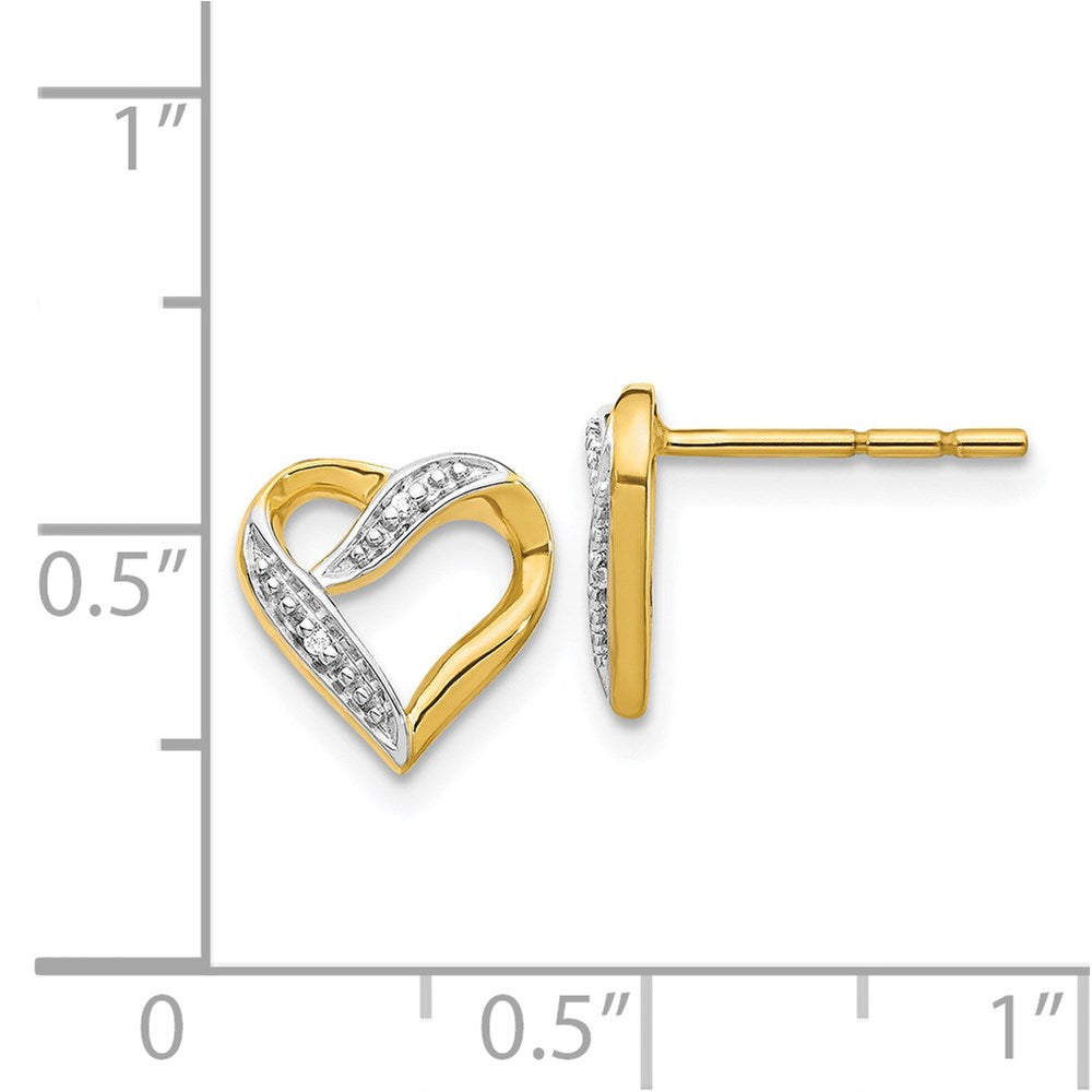 Gold Marquise Diamond Heart Post Earrings - Model EM5519-002-YA - Charlie & Co. Jewelry