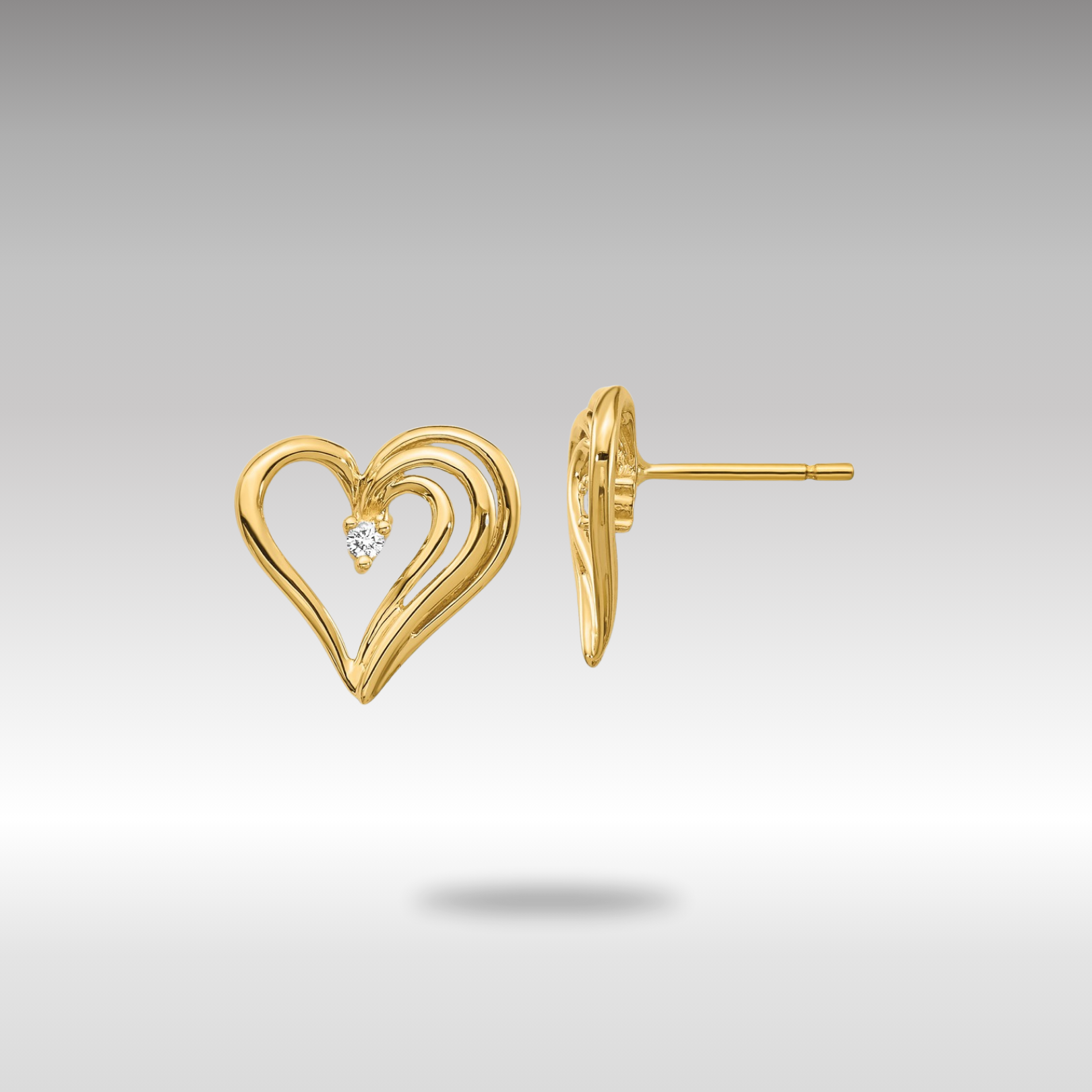 Gold AA Diamond heart earring - Model EM5524-004-YA - Charlie & Co. Jewelry