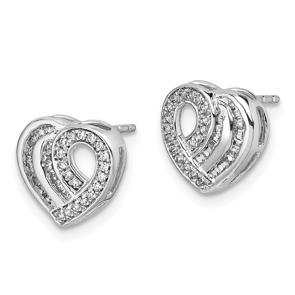 White Gold Diamond Heart Post Earrings - Model EM5526-020-WA - Charlie & Co. Jewelry