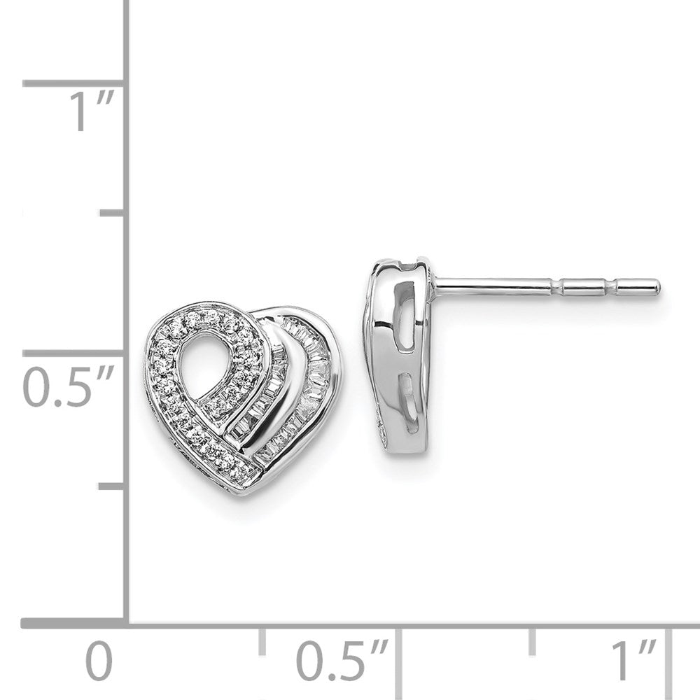 White Gold Diamond Heart Post Earrings - Model EM5526-020-WA - Charlie & Co. Jewelry