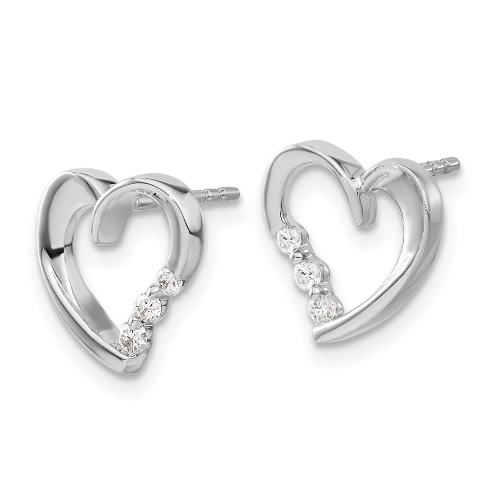 White Gold Diamond Heart Post Earrings - Model EM5528-013-WA - Charlie & Co. Jewelry