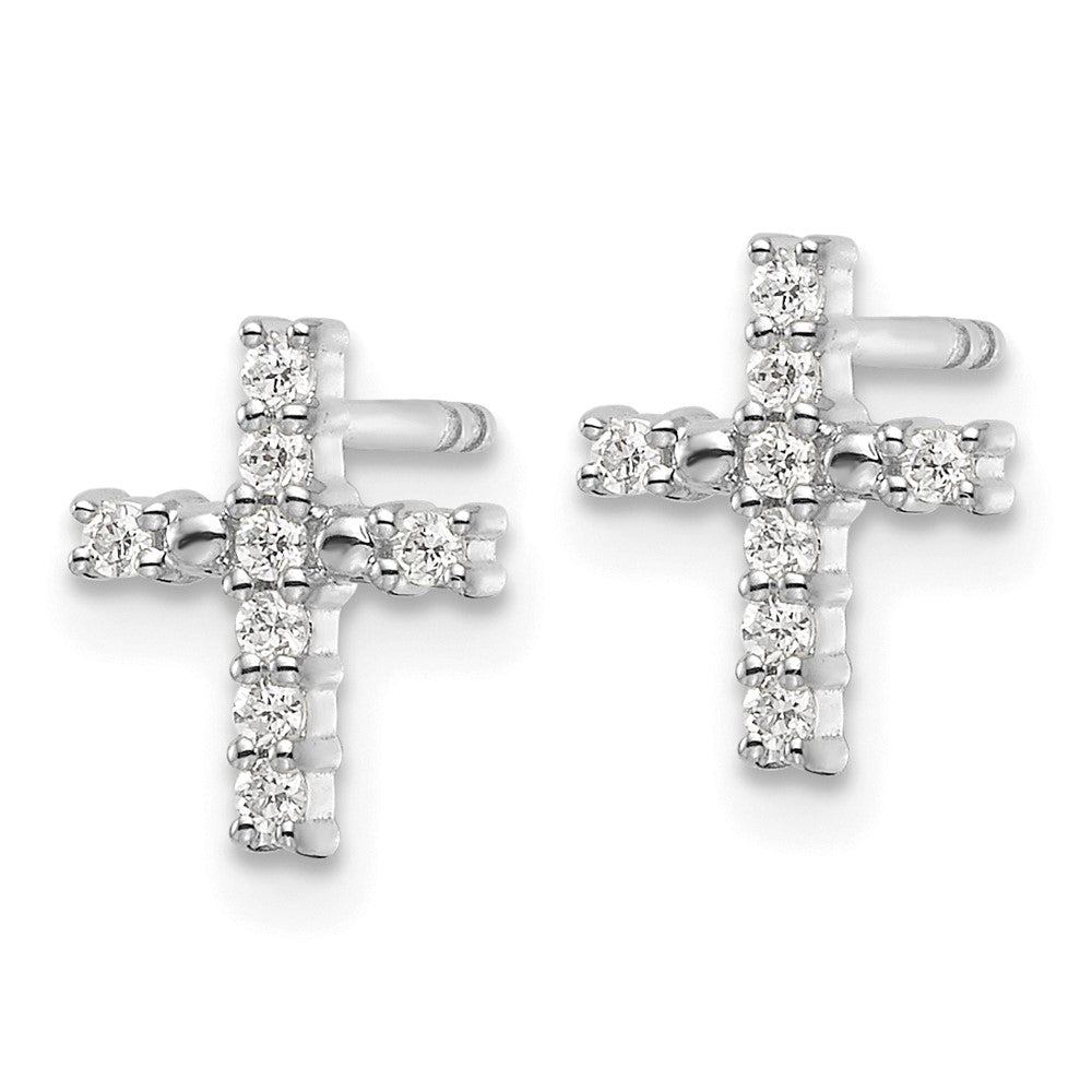 White Gold Polished Diamond Cross Post Earrings - Model EM5533-015-WA - Charlie & Co. Jewelry