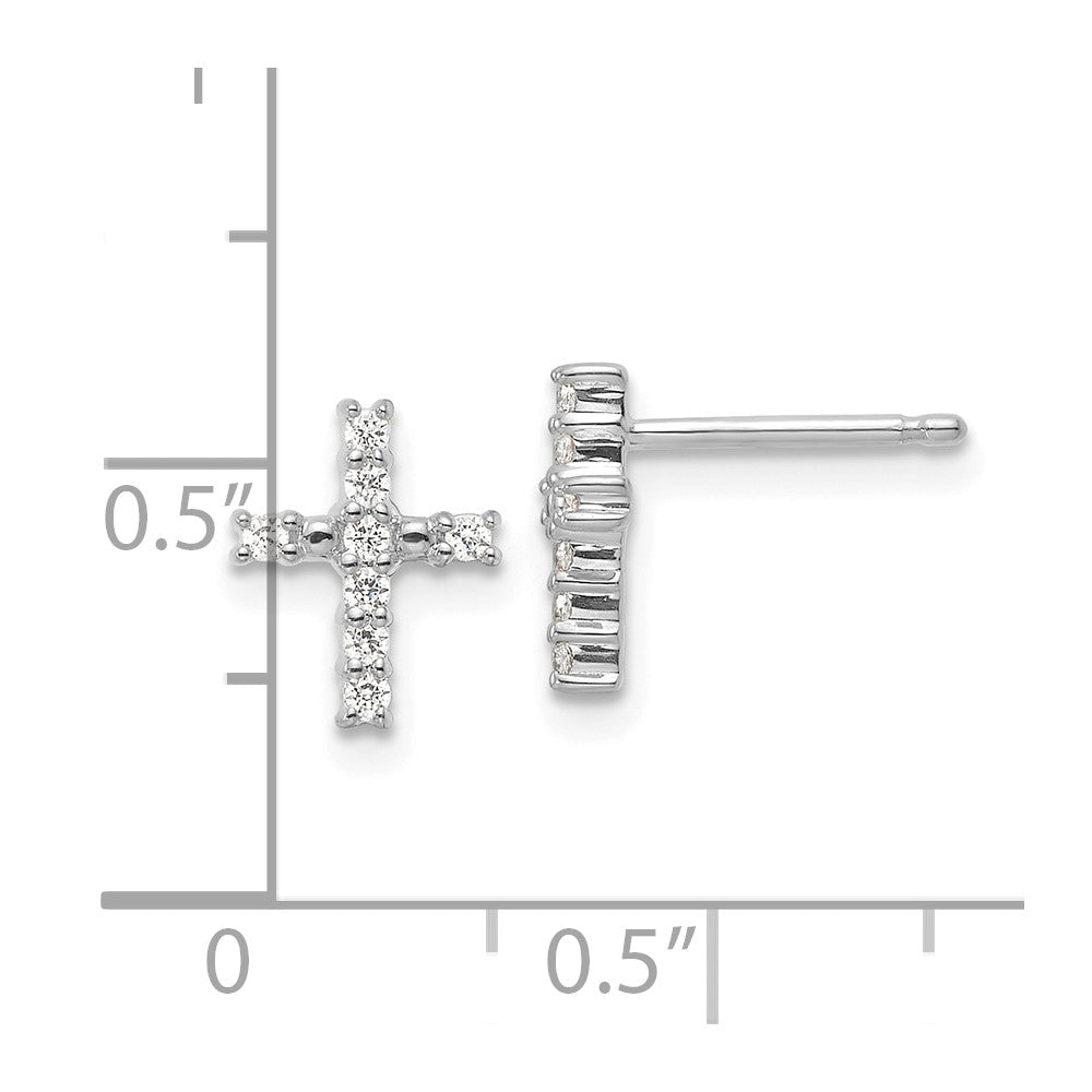 White Gold Polished Diamond Cross Post Earrings - Model EM5533-015-WA - Charlie & Co. Jewelry