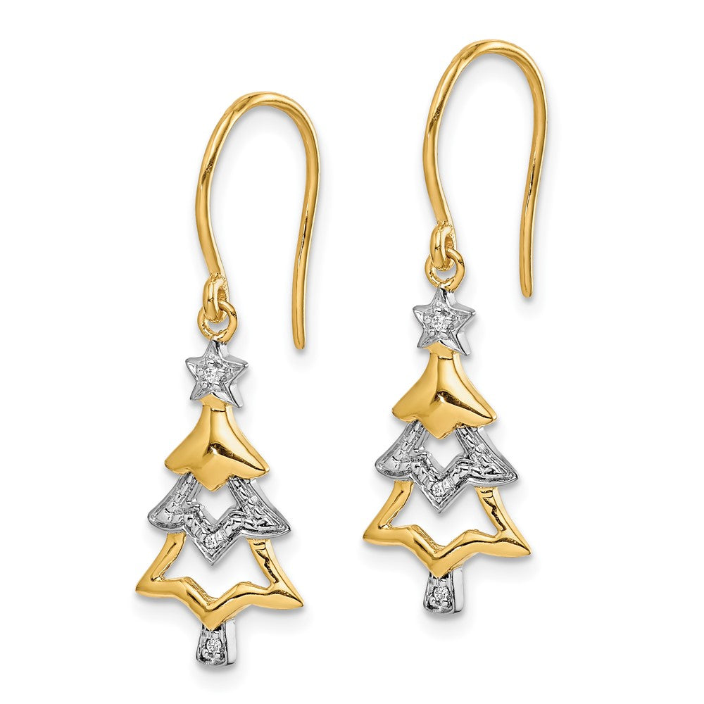 Gold Diamond Christmas Tree Dangle Earrings - Model EM5541-002-YA - Charlie & Co. Jewelry