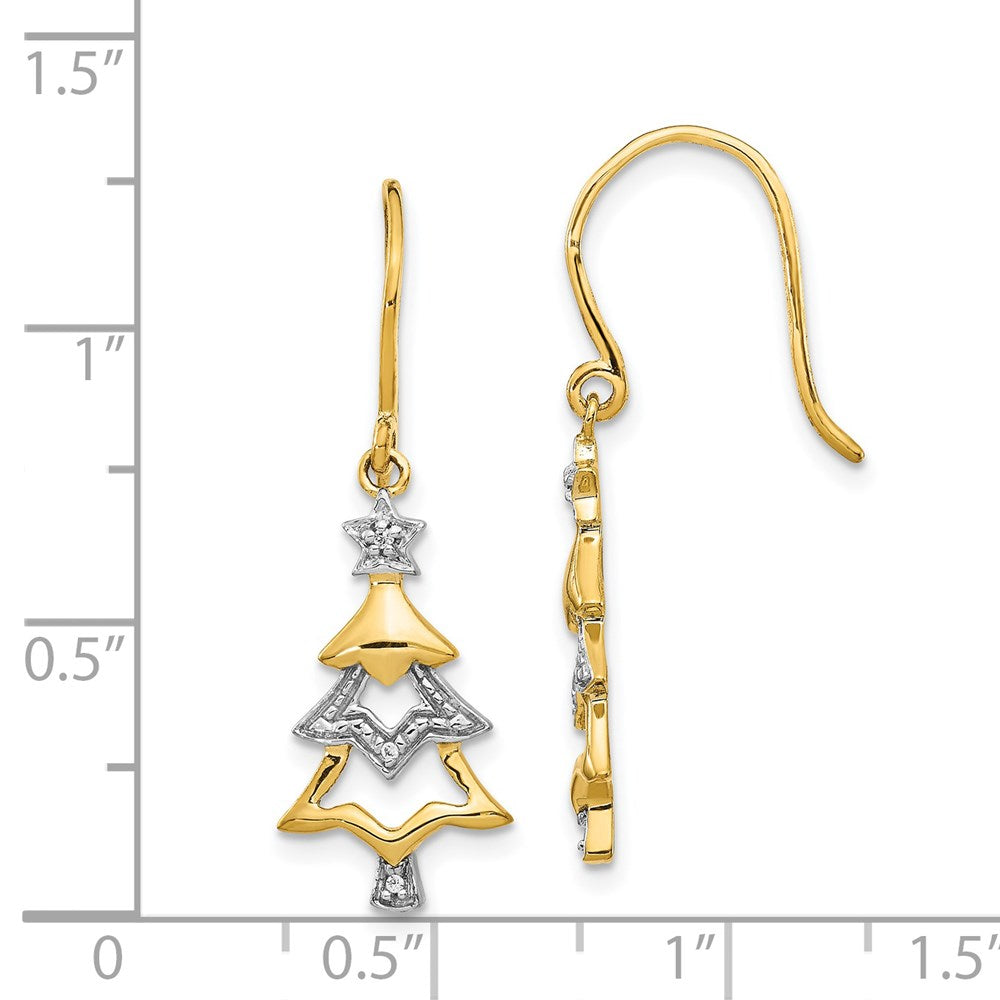 Gold Diamond Christmas Tree Dangle Earrings - Model EM5541-002-YA - Charlie & Co. Jewelry