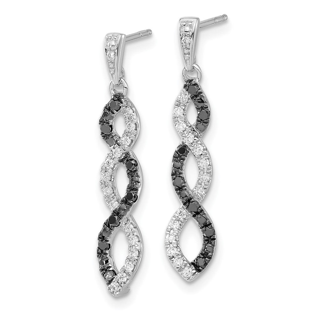 White Gold Black and White Diamond Twisted Post Earrings - Model EM5575-033-WA - Charlie & Co. Jewelry