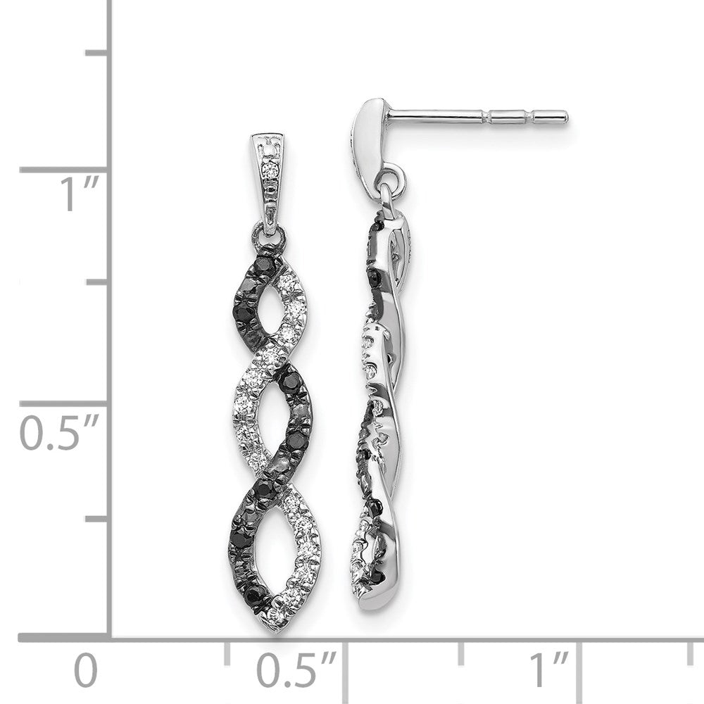 White Gold Black and White Diamond Twisted Post Earrings - Model EM5575-033-WA - Charlie & Co. Jewelry