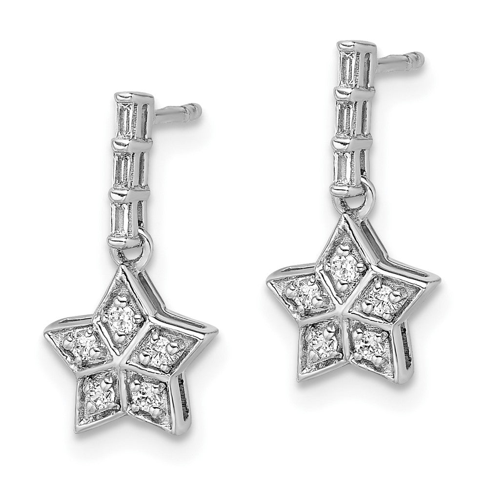 White Gold Diamond Star Dangle Earrings - Model EM6610-016-WA - Charlie & Co. Jewelry