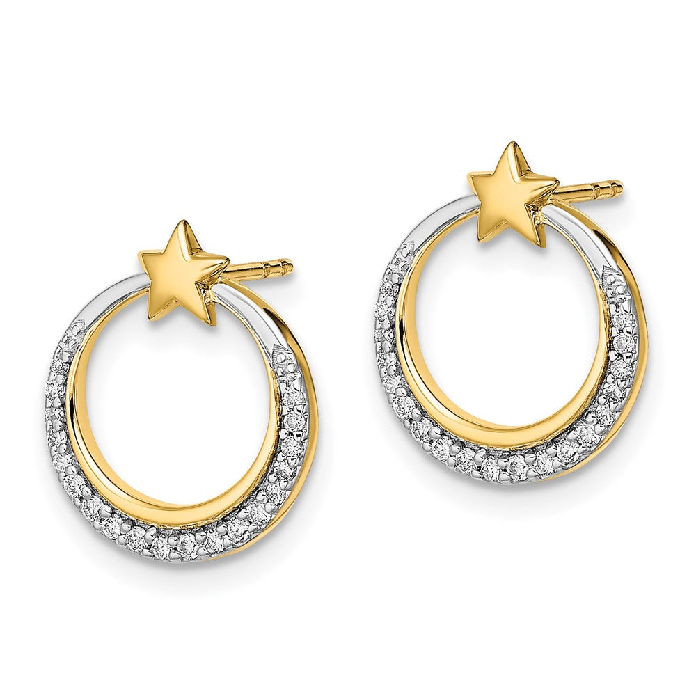 Gold Polished Moon and Stars Diamond Post Earrings - Model EM6789-015-YA - Charlie & Co. Jewelry