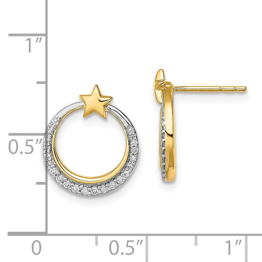 Gold Polished Moon and Stars Diamond Post Earrings - Model EM6789-015-YA - Charlie & Co. Jewelry