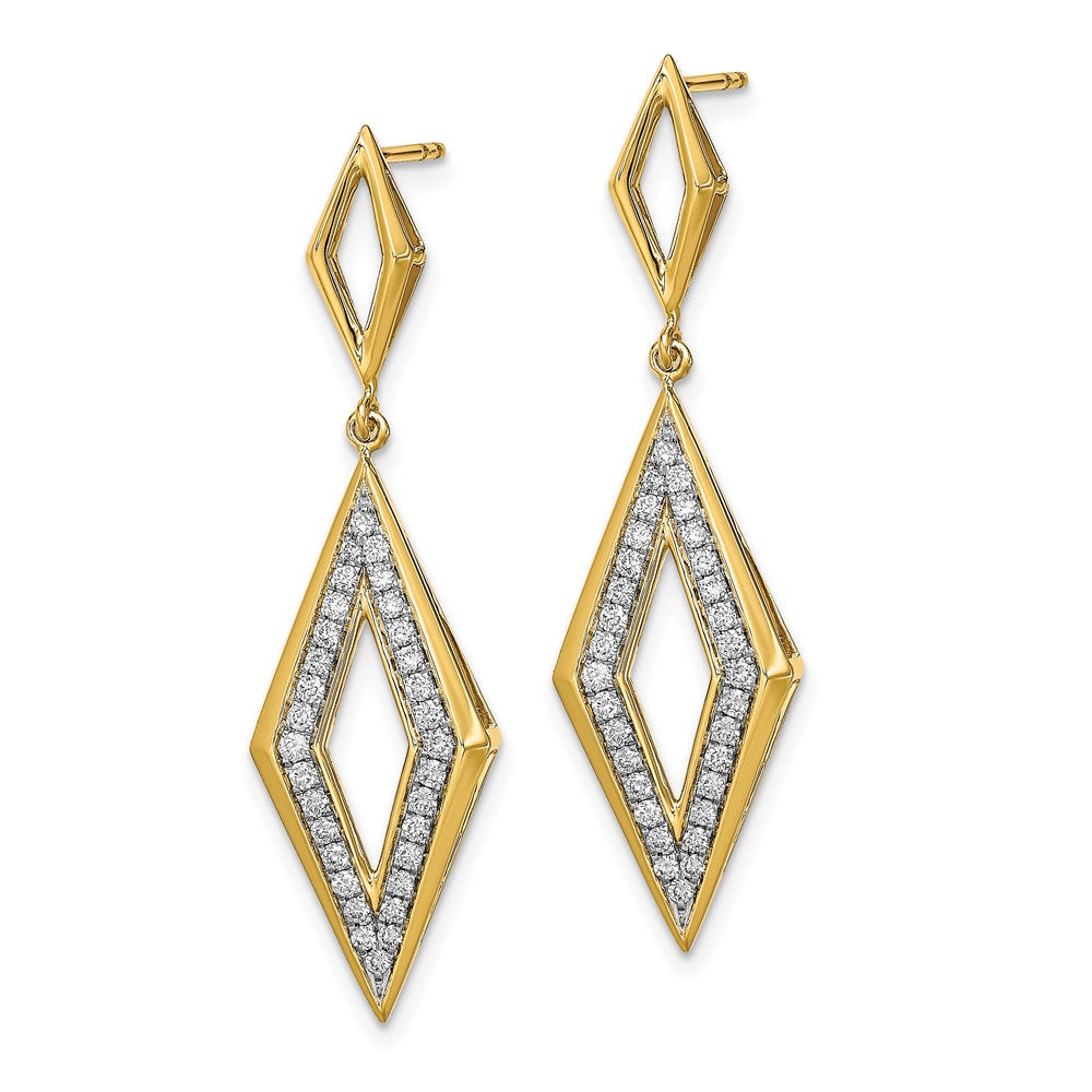 Gold Polished Diamond Dangle Post Earrings - Model EM6823-038-YA - Charlie & Co. Jewelry