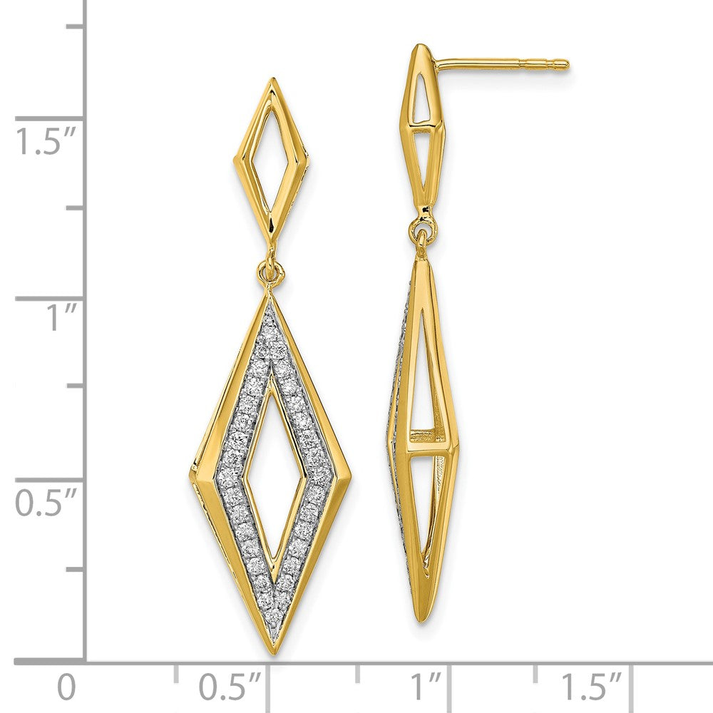 Gold Polished Diamond Dangle Post Earrings - Model EM6823-038-YA - Charlie & Co. Jewelry