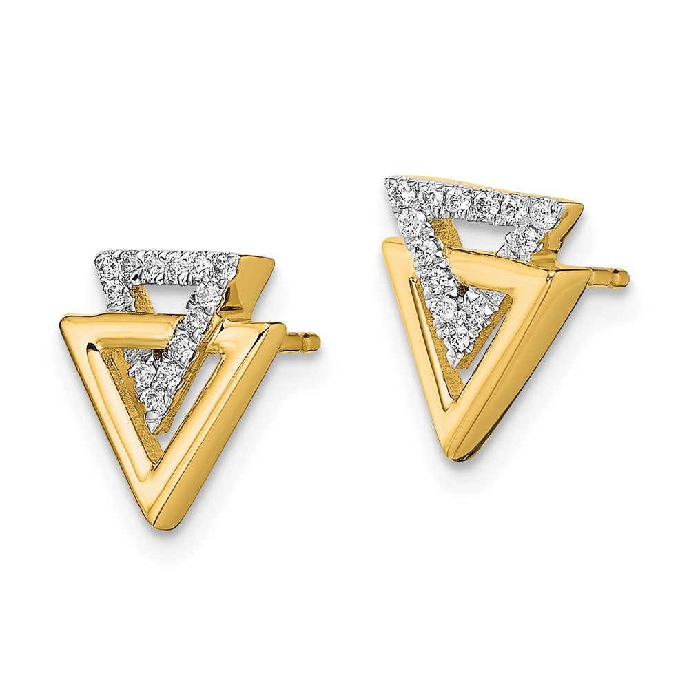 Gold Polished Triangle Diamond Post Earrings - Model EM6832-009-YA - Charlie & Co. Jewelry