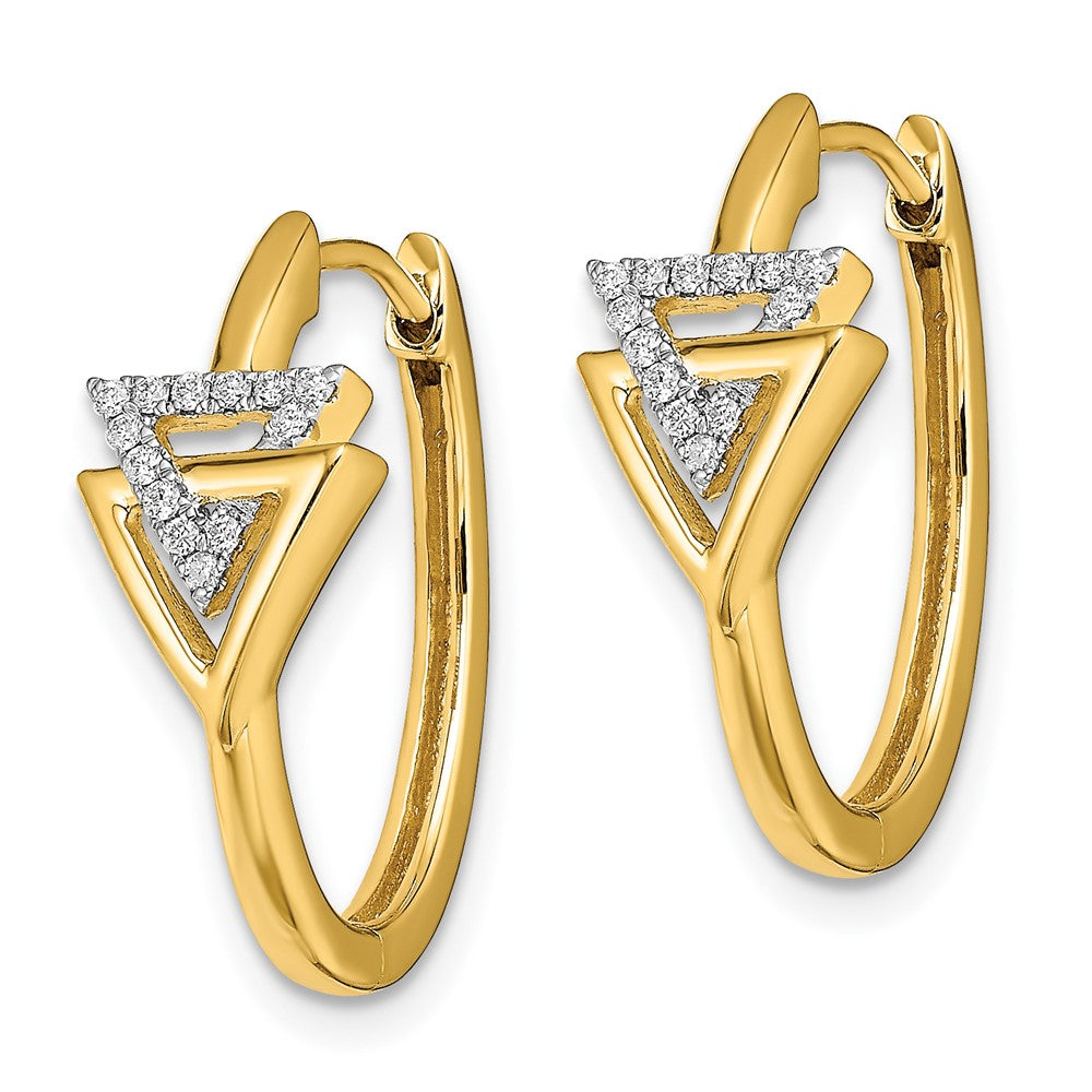 Gold Polished Double Triangle Hinged Hoop Earrings - Model EM6833-009-YA - Charlie & Co. Jewelry