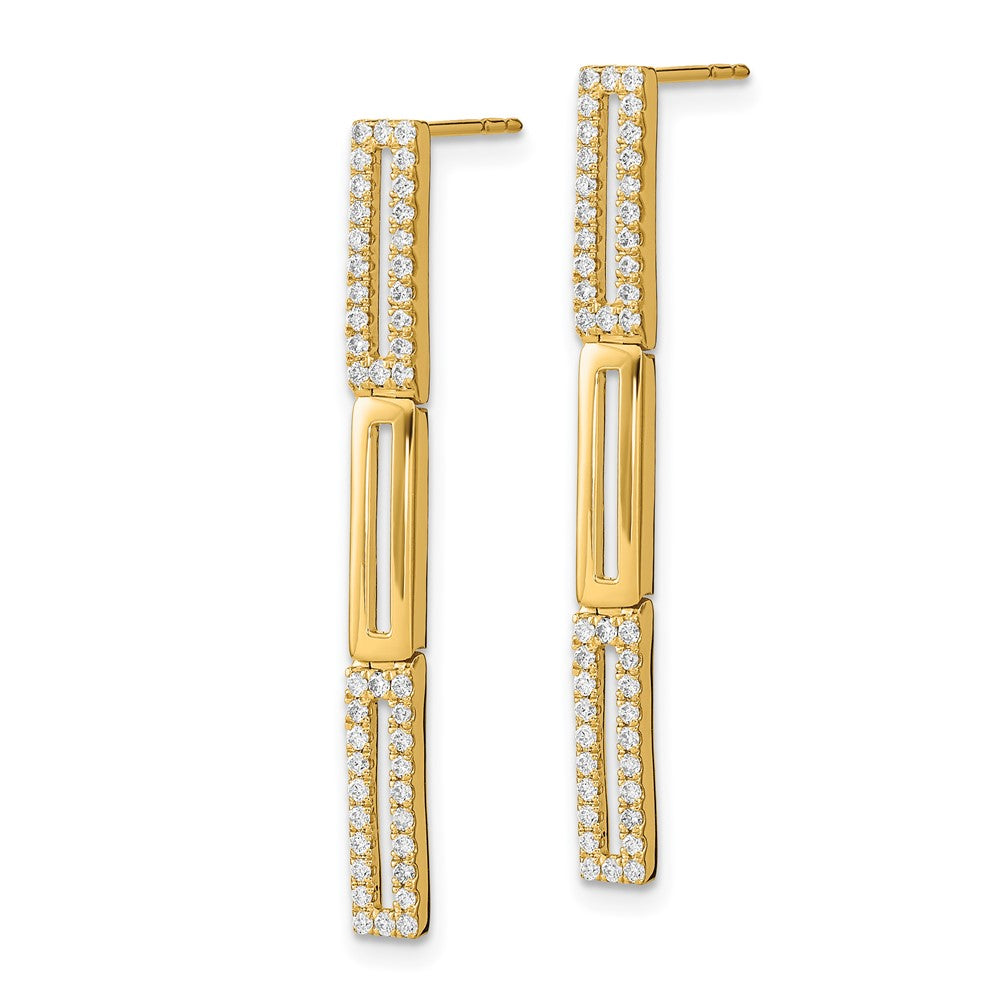 Gold Polished 3 Rectangle Link Diamond Post Earrings - Model EM6852-044-YA - Charlie & Co. Jewelry