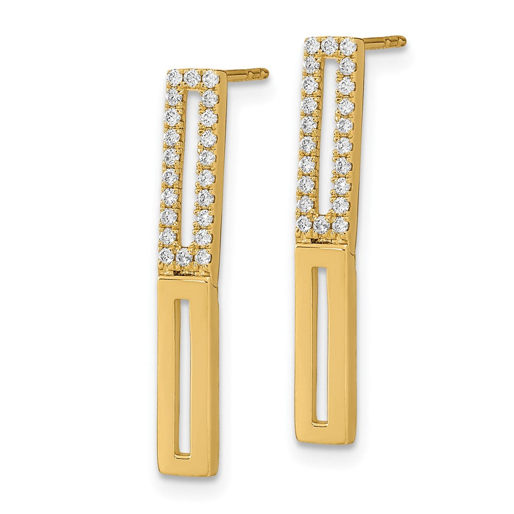 Gold Polished 2 Rectangle Link Diamond Post Earrings - Model EM6853-022-YA - Charlie & Co. Jewelry