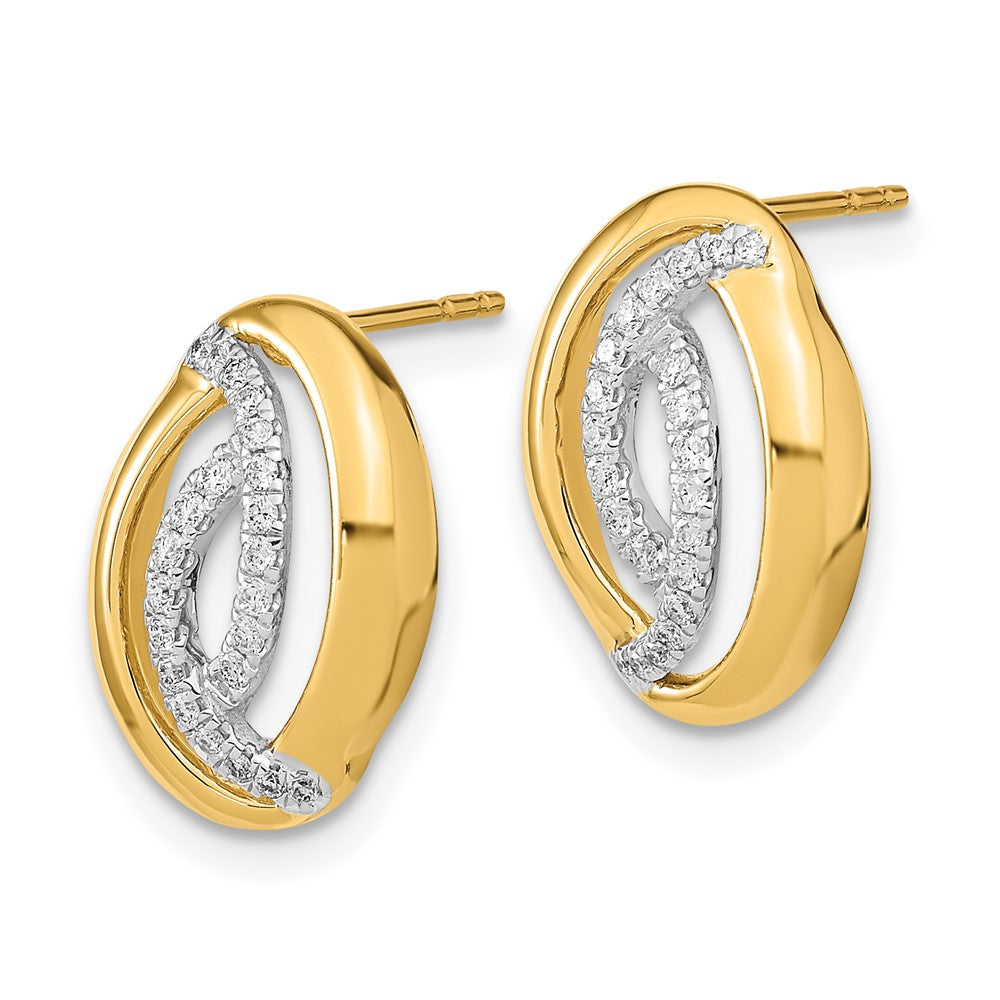 Gold Polished Diamond Oval Post Earrings - Model EM6890-020-YA - Charlie & Co. Jewelry