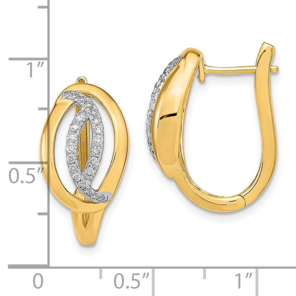 Gold Polished Diamond Oval Hinged Hoop Earrings - Model EM6891-032-YA - Charlie & Co. Jewelry