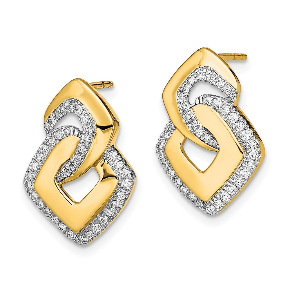 Gold Polished Diamond Fancy Shaped Post Earrings - Model EM6904-033-YA - Charlie & Co. Jewelry