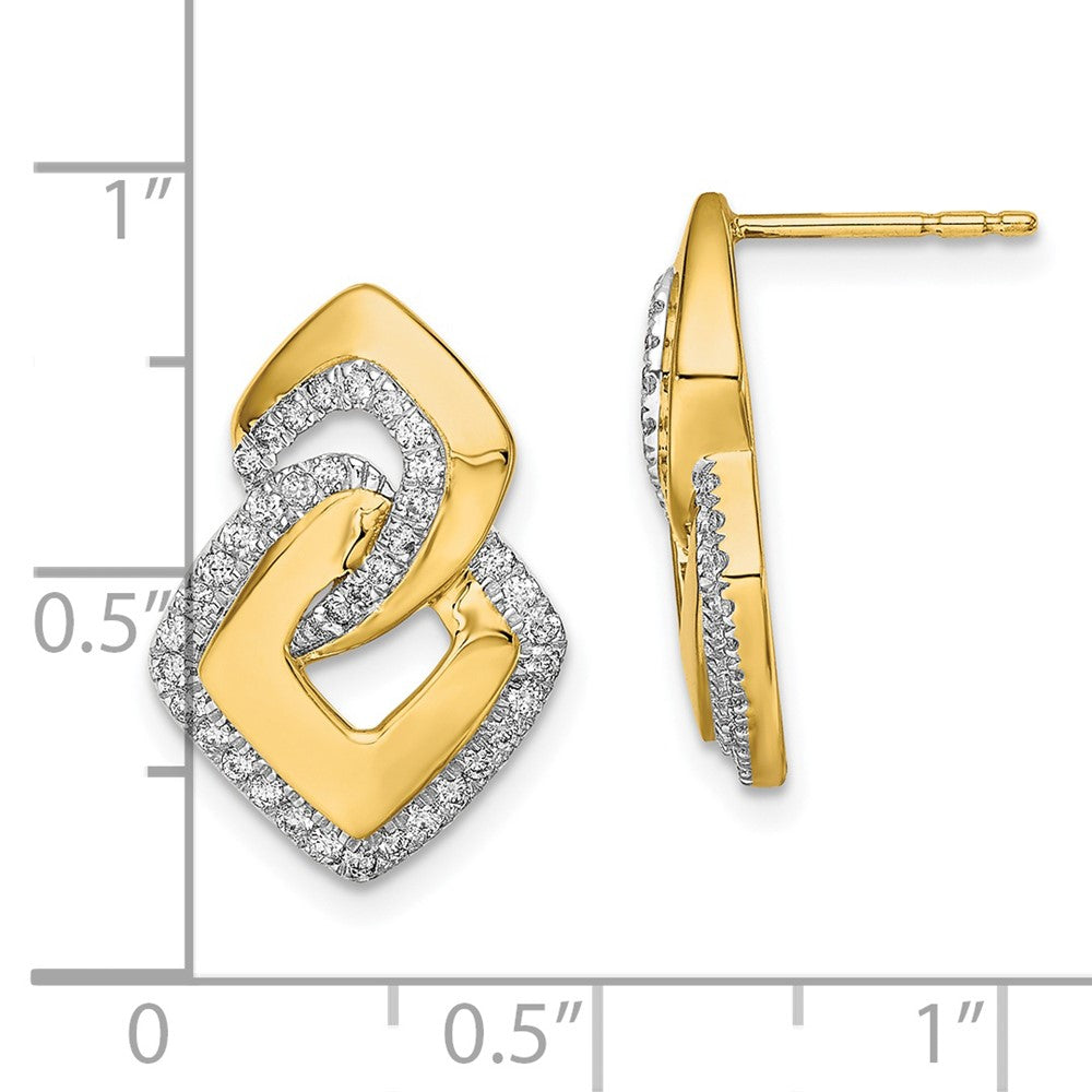 Gold Polished Diamond Fancy Shaped Post Earrings - Model EM6904-033-YA - Charlie & Co. Jewelry