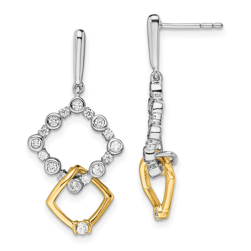 Gold Two-Tone Lab Grown Diamond VS/SI FGH Fancy Square Drop Post Earrings - Model EM7923-040-WYLG - Charlie & Co. Jewelry