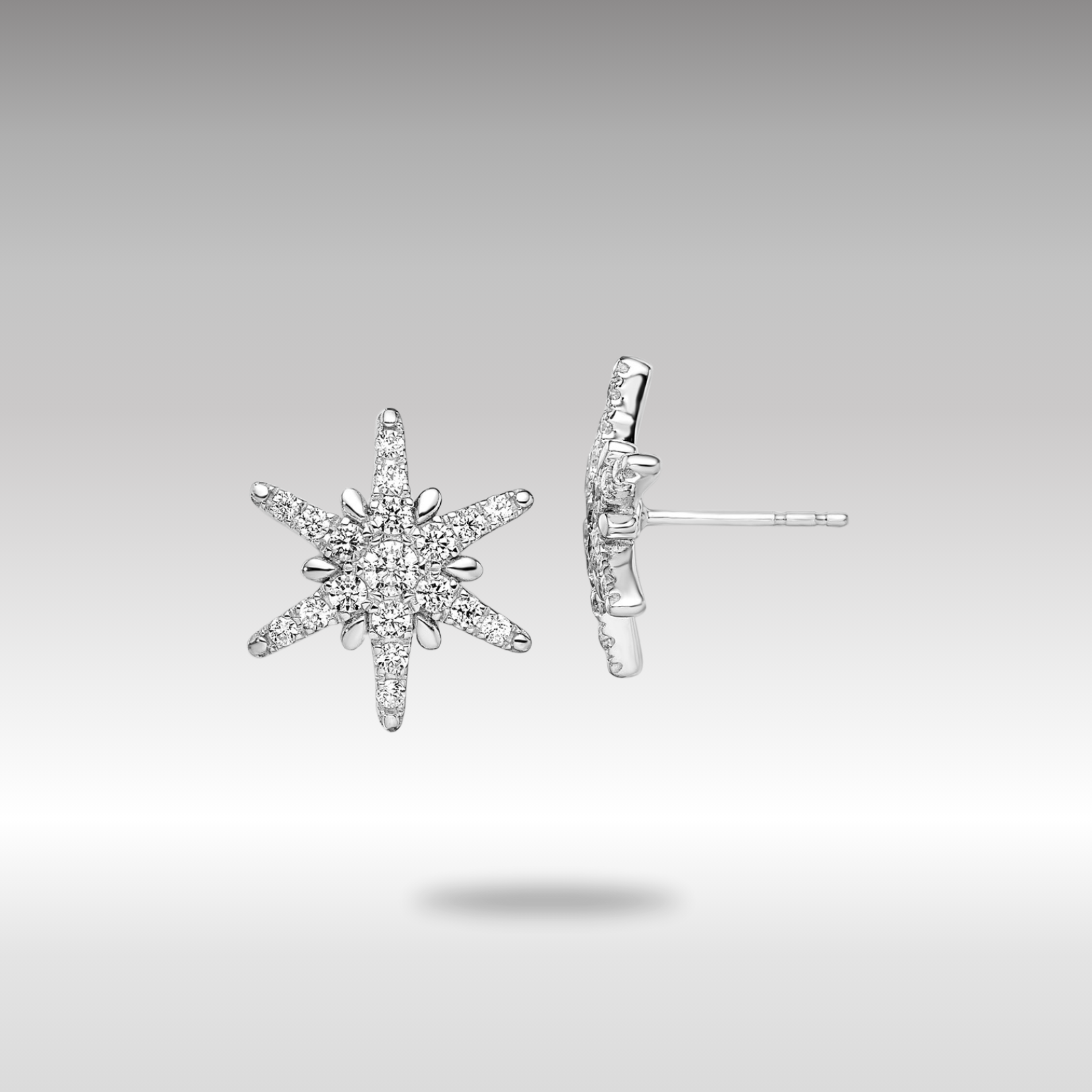 White Gold Lab Grown Diamond VS/SI FGH Star Post Earrings - Model EM7926-062-WLG - Charlie & Co. Jewelry