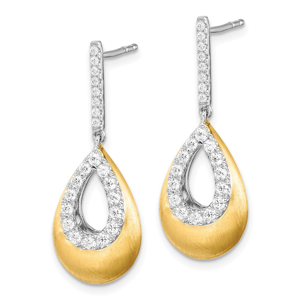 Gold Two-Tone Lab Grown Diamond VS/SI FGH Teardrop Post Earrings - Model EM7954-050-WYLG - Charlie & Co. Jewelry