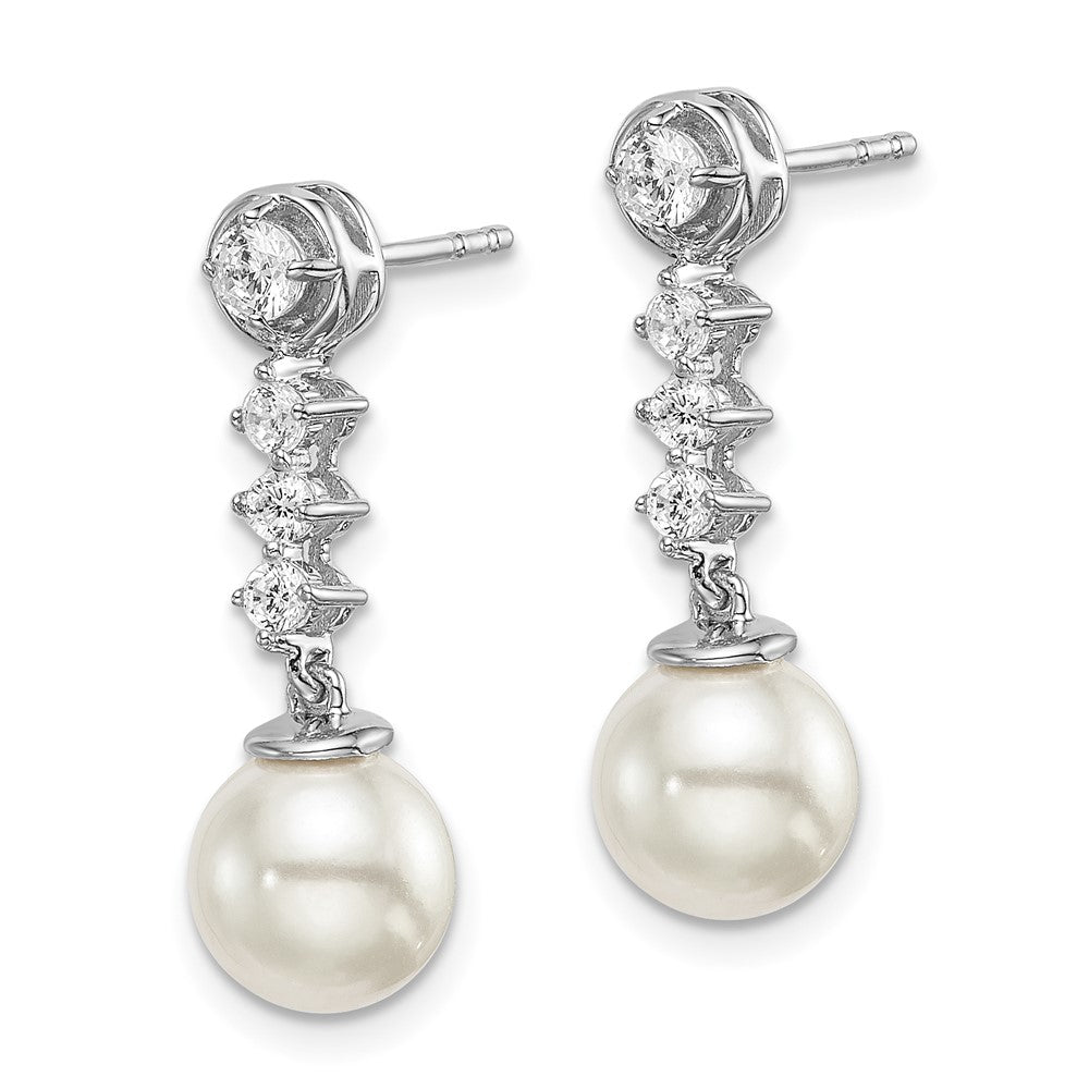 White Gold Freshwater Cultured Pearl and Diamond Post Earrings - Model EM8478-PL-034-WA - Charlie & Co. Jewelry