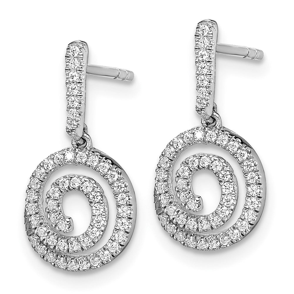 White Gold Circle Swirl Diamond Dangle Post Earrings - Model EM8512-030-WA - Charlie & Co. Jewelry