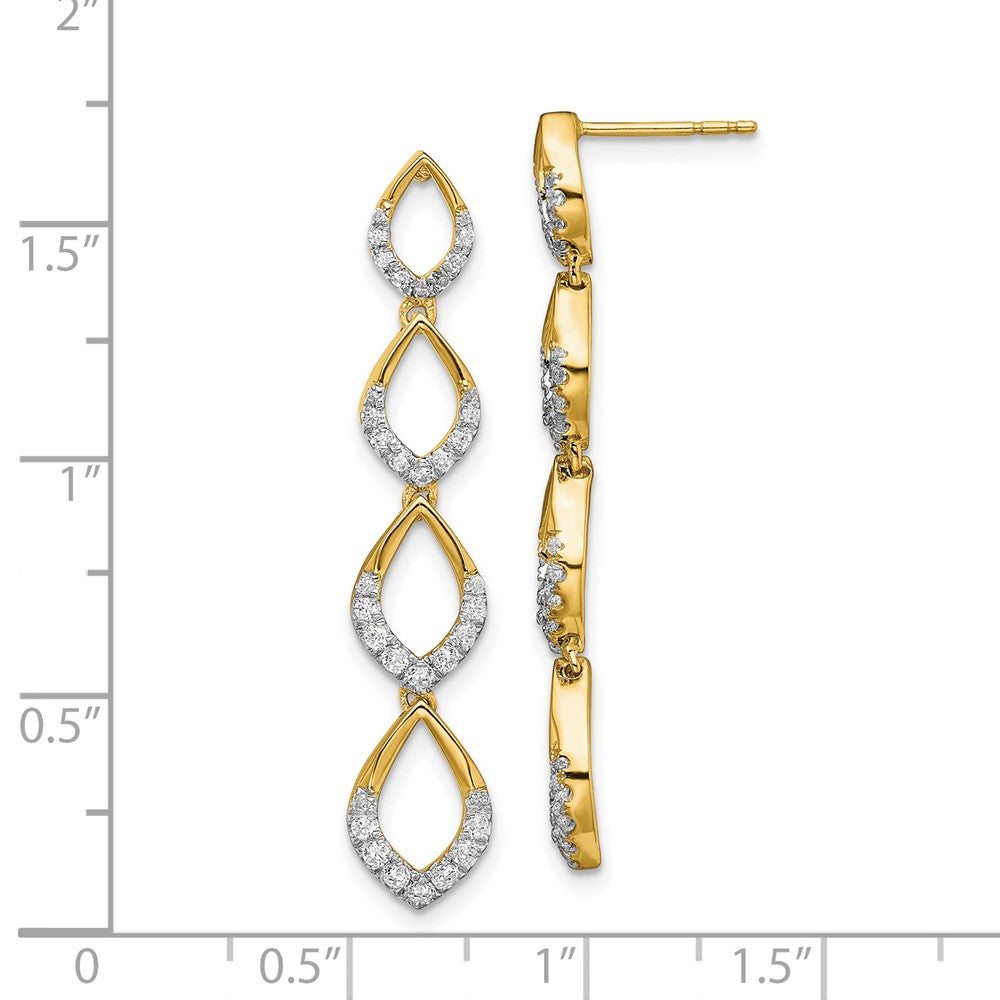 Gold Polished Dangle Diamond Post Earrings - Model EM8514-055-YA - Charlie & Co. Jewelry