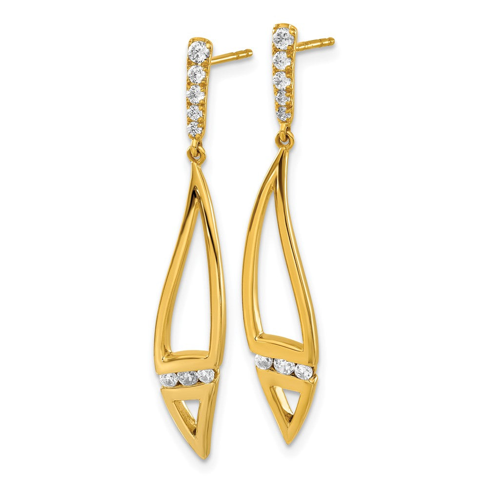 Gold Lab Grown Diamond VS/SI FGH Curved Post Dangle Earrings - Model EM9112-036-YLG - Charlie & Co. Jewelry