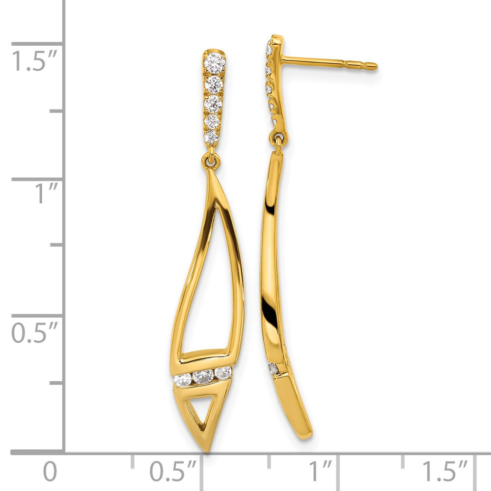 Gold Lab Grown Diamond VS/SI FGH Curved Post Dangle Earrings - Model EM9112-036-YLG - Charlie & Co. Jewelry