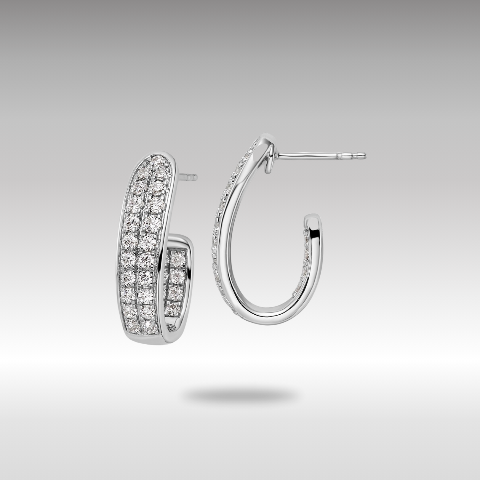 White Gold Lab Grown Diamond VS/SI FGH In and Out J-Hoop Earrings - Model EM9119-100-WLG - Charlie & Co. Jewelry